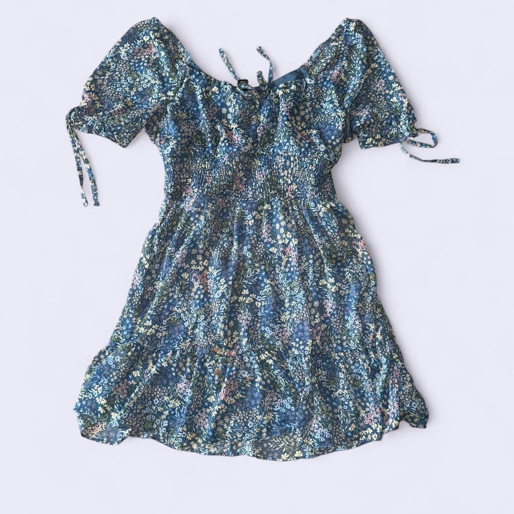 BCX Blue and White Floral Mini Dress